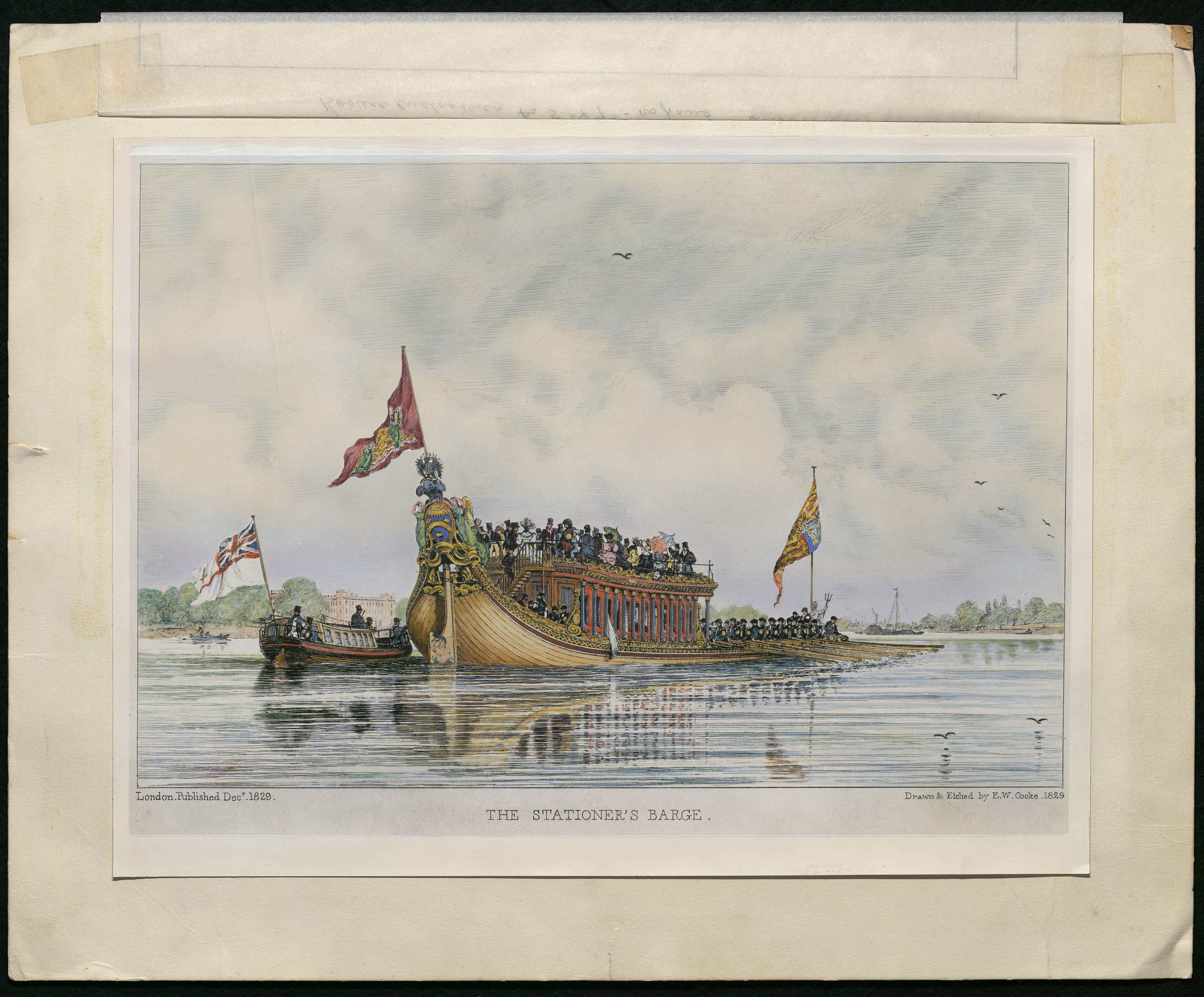 Watercolour of the Stationers' Company's barge.